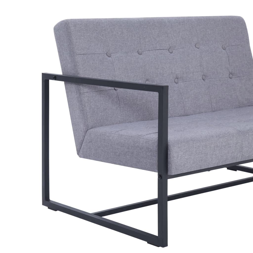 Light Gray Fabric 2-Seater Sofa with Armrests I709