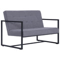 Light Gray Fabric 2-Seater Sofa with Armrests I709