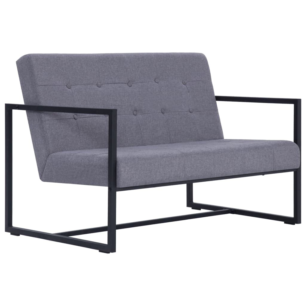 Light Gray Fabric 2-Seater Sofa with Armrests I709