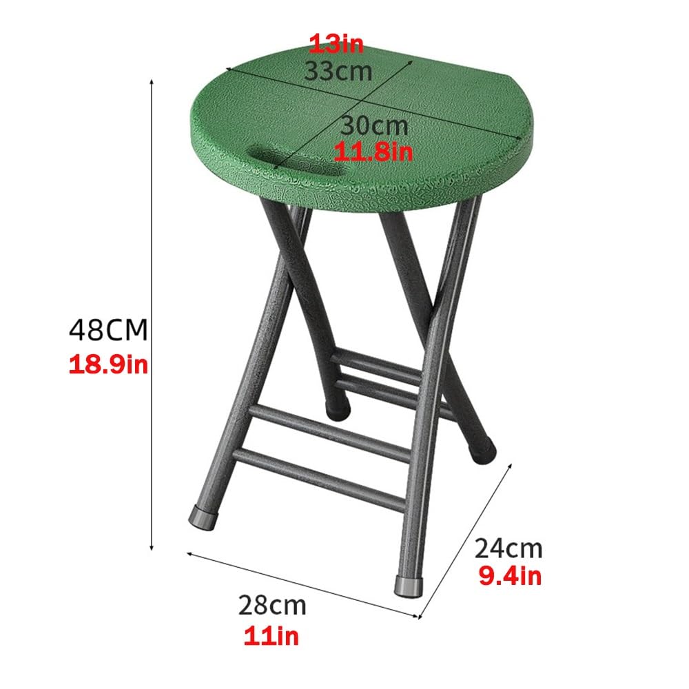 Folding Stool, 18in Portable Collapsible Bar Stool with Handle, Foldable Lightweight Camping Chair Stool for Outdoor Indoor Kitchen Bar, Assembly Free(Black,White Frame) O42072