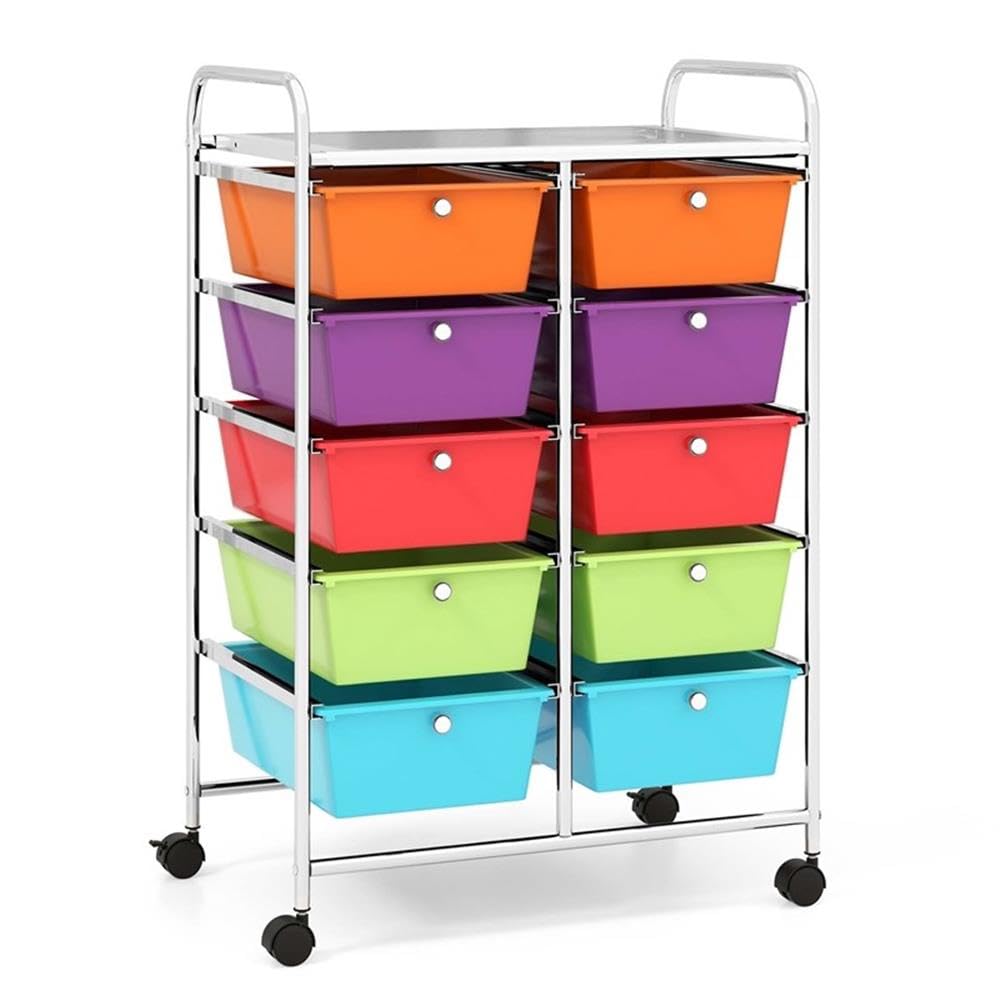 10 Drawer Plastic Storage Cart with Lockable Wheels A6103