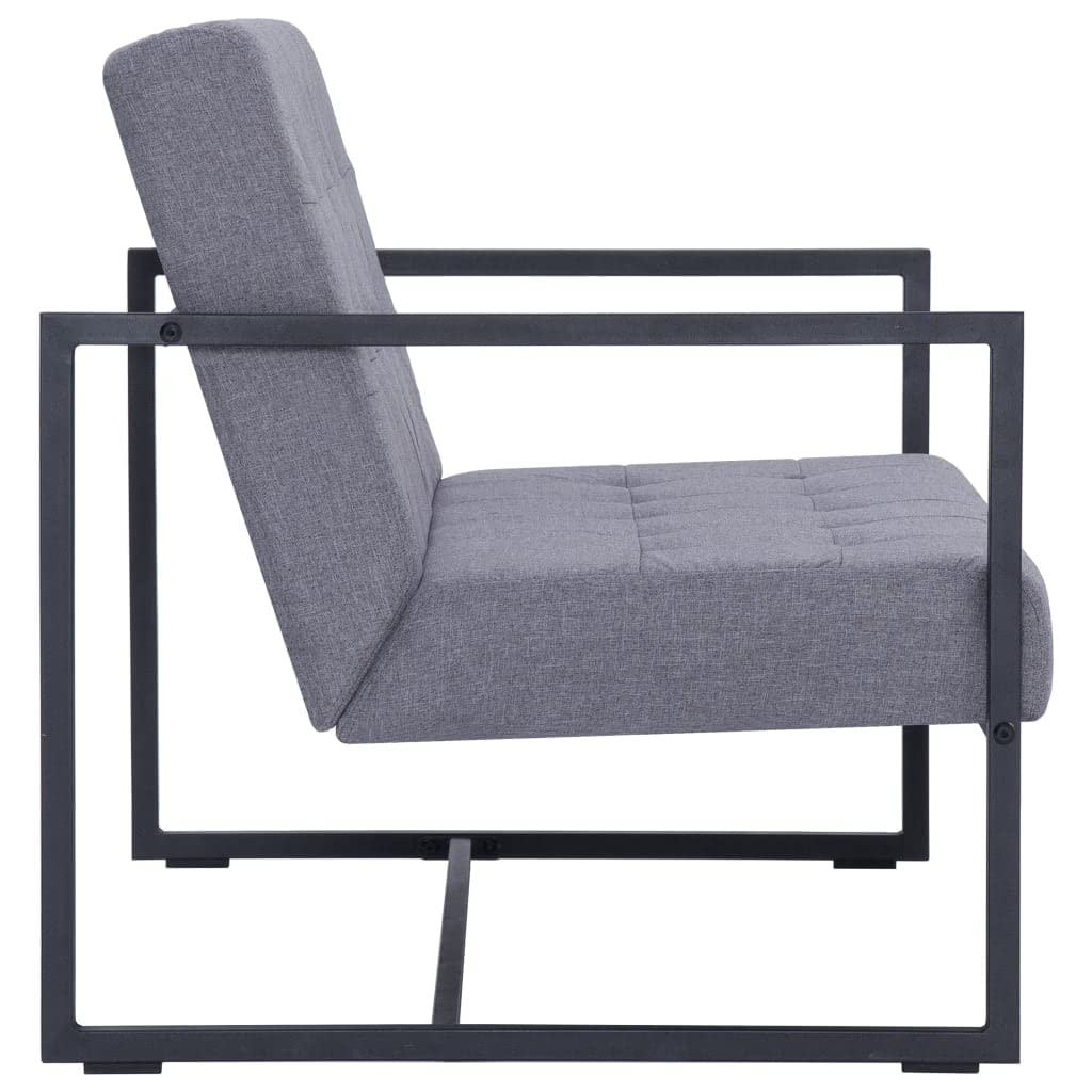 Light Gray Fabric 2-Seater Sofa with Armrests I709