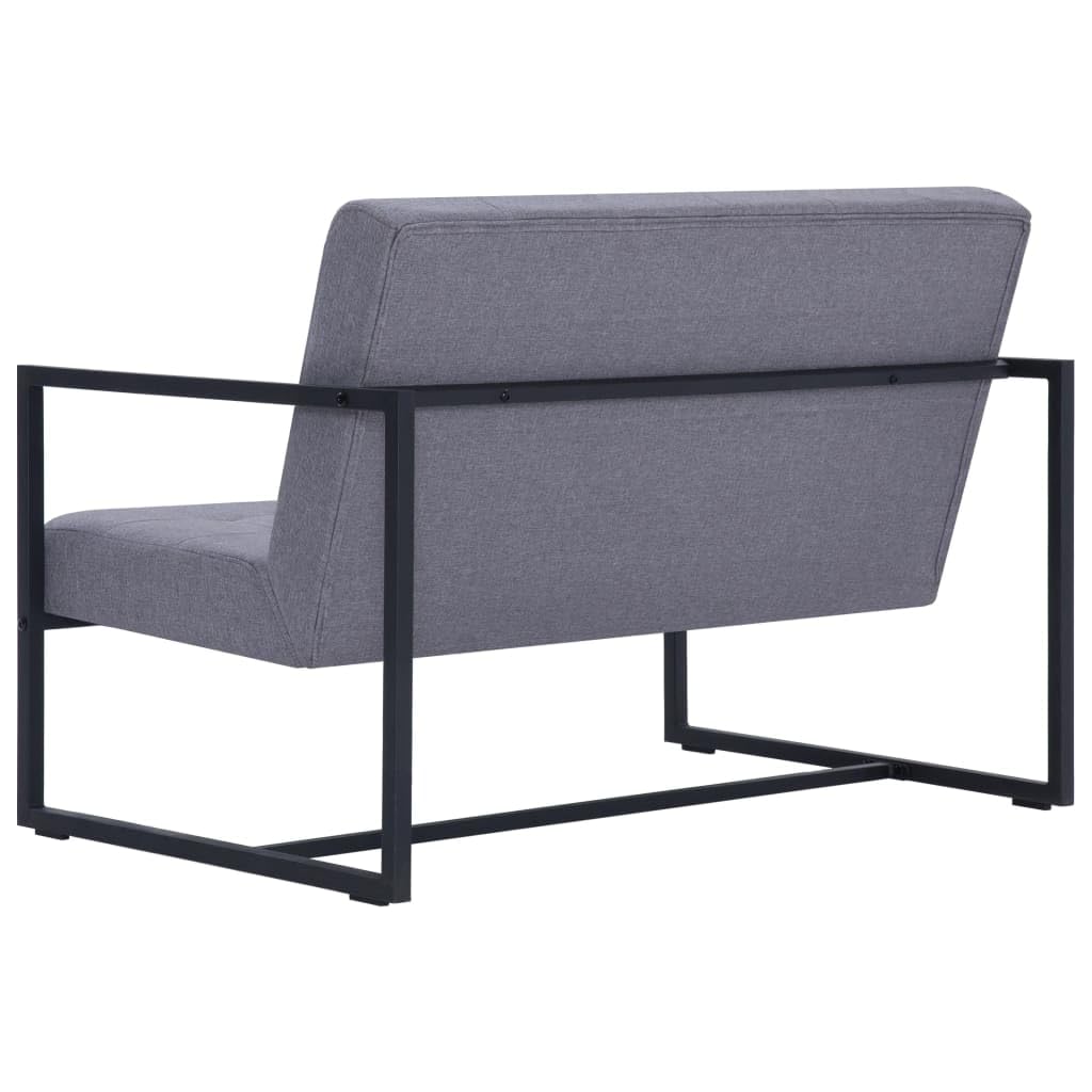 Light Gray Fabric 2-Seater Sofa with Armrests I709