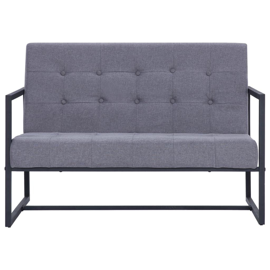 Light Gray Fabric 2-Seater Sofa with Armrests I709