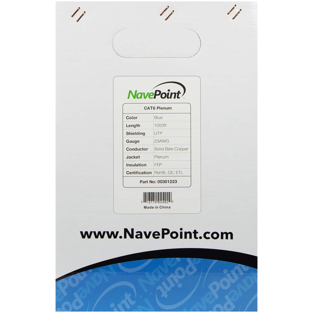 Cat6 Plenum 1000ft Blue Solid Bare Copper Ethernet Cable G230810