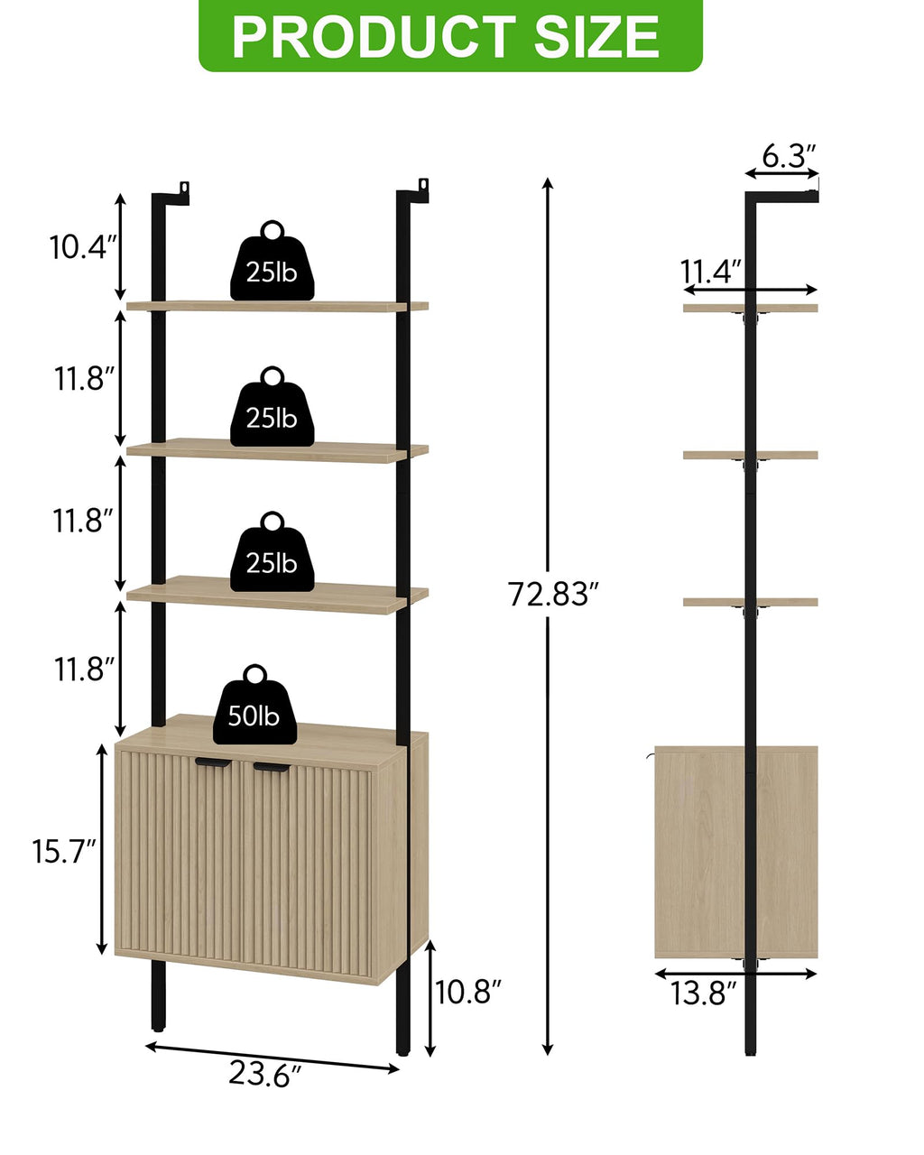 73" Tall Bookshelf with Cabinet C155584
