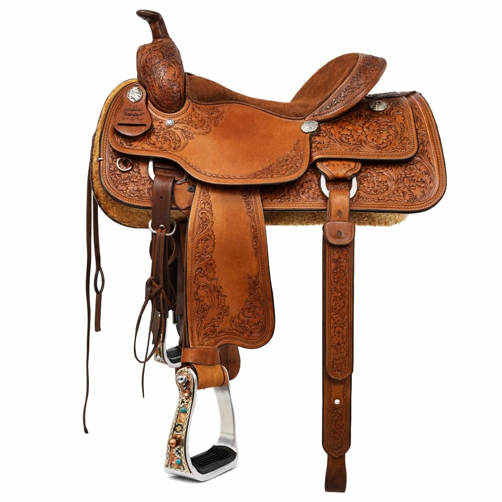 Turquoise Stone Aluminum Copper Barrel Stirrups Y1656