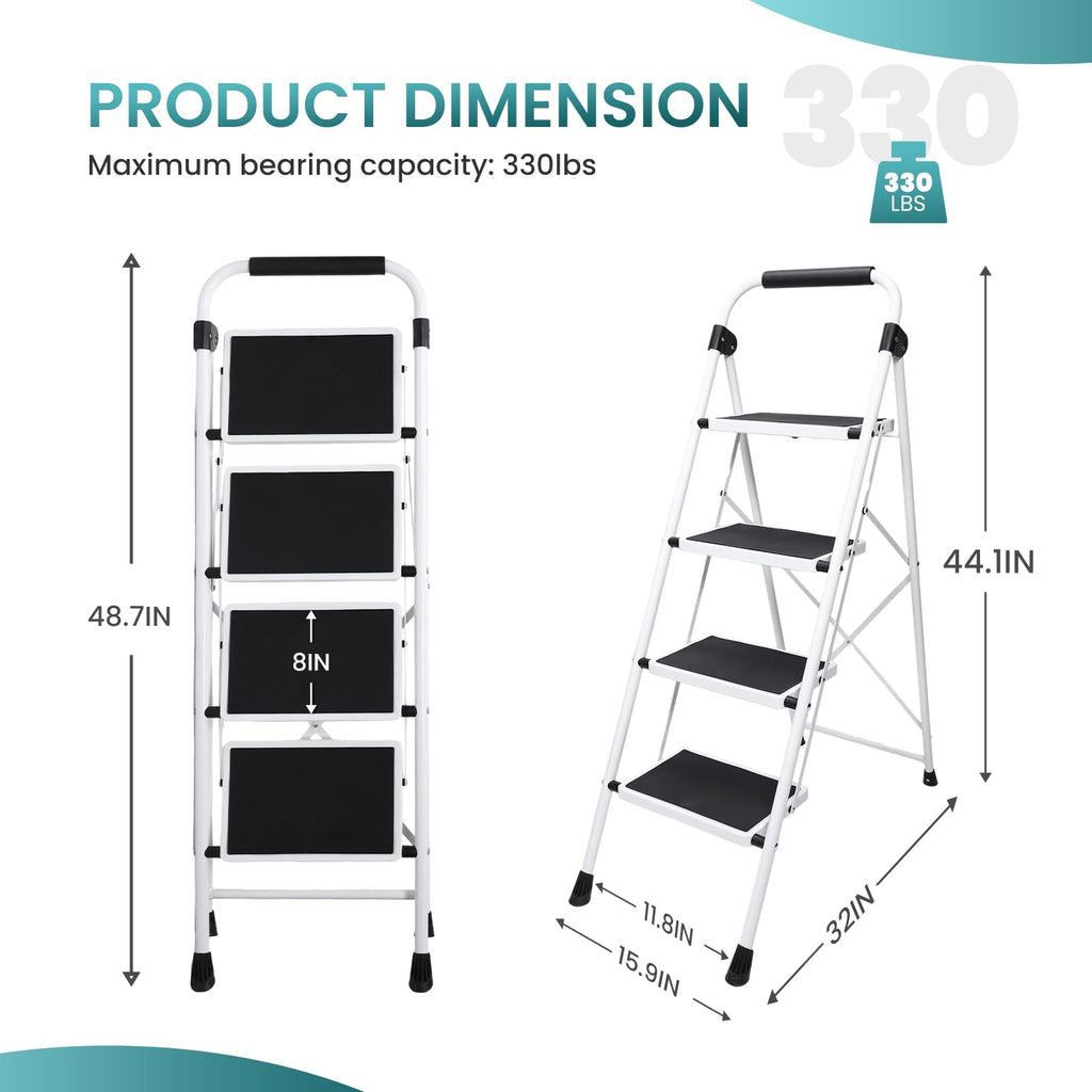 4 Step Foldable Step Stool with Anti-Slip Pedal M2668