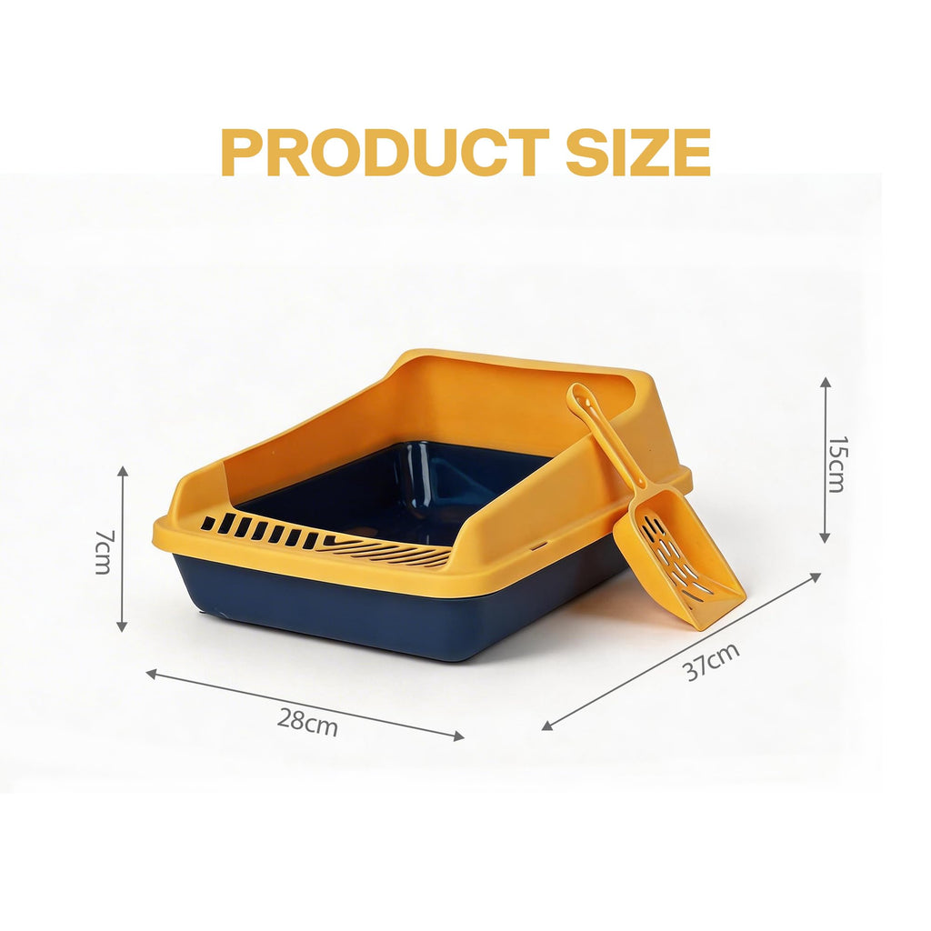 Blue Open Top Cat Litter Box with Scoop and Play Mat P457918