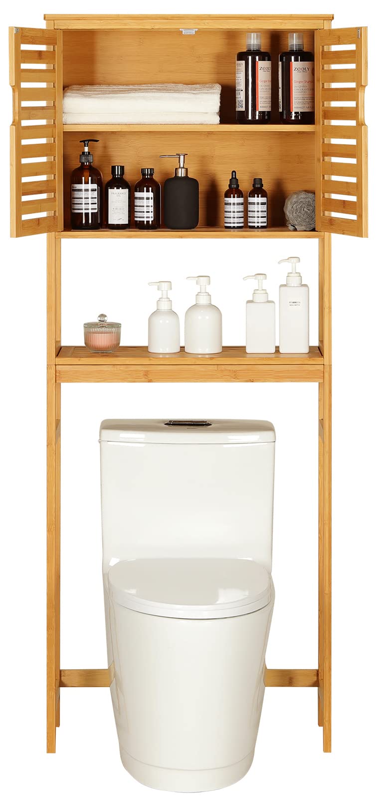 Over The Toilet Storage Cabinet with Adjustable Shelves Bamboo Y8952