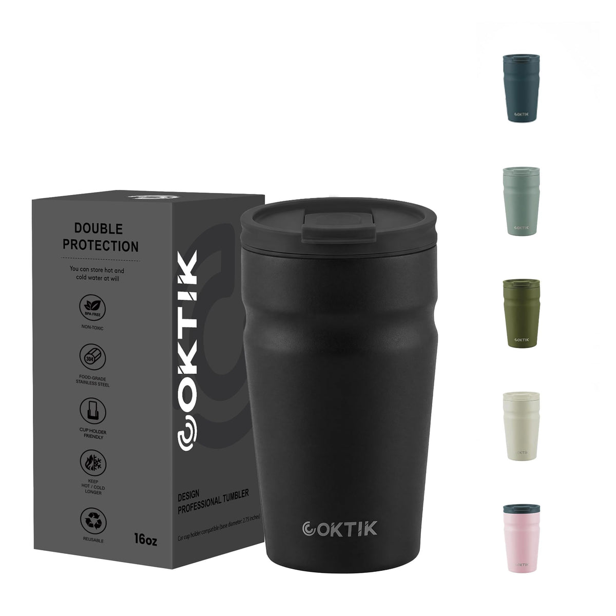 16oz Insulated Stainless Steel Coffee Tumbler with Lid N381