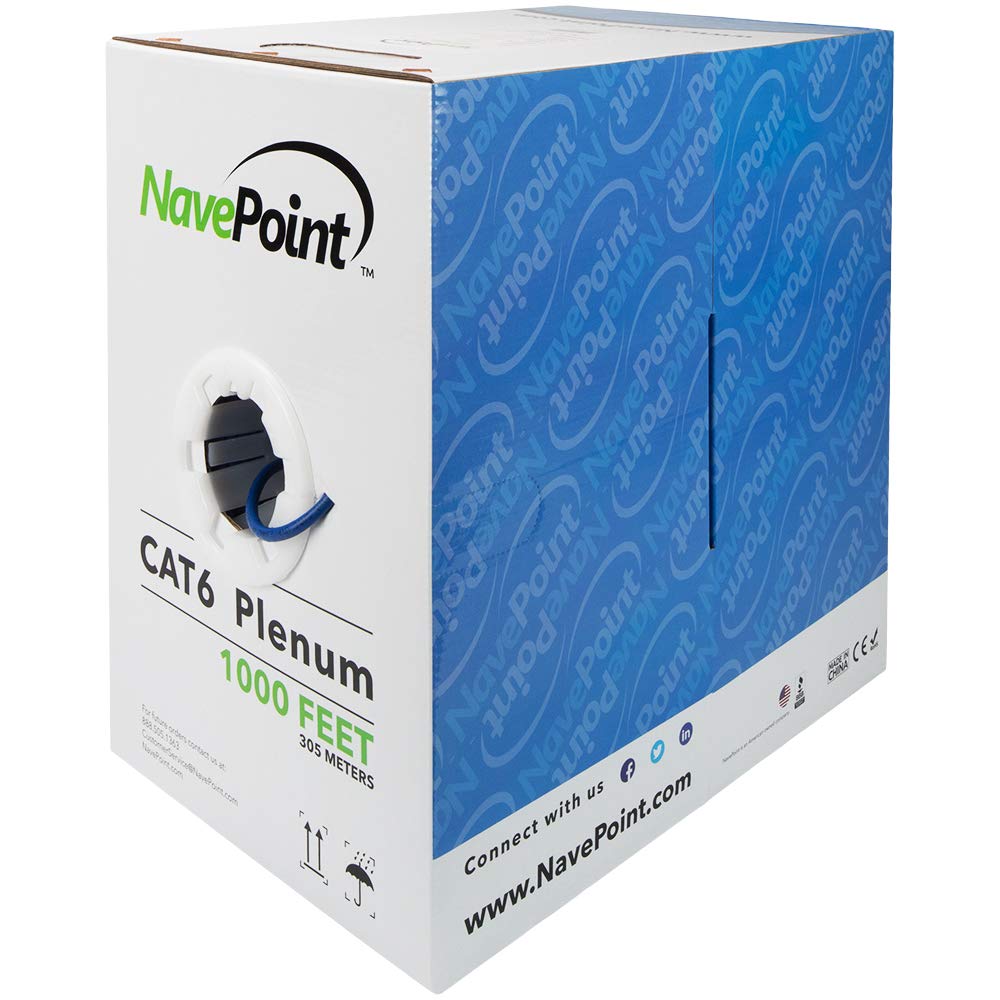 Cat6 Plenum 1000ft Blue Solid Bare Copper Ethernet Cable G230810