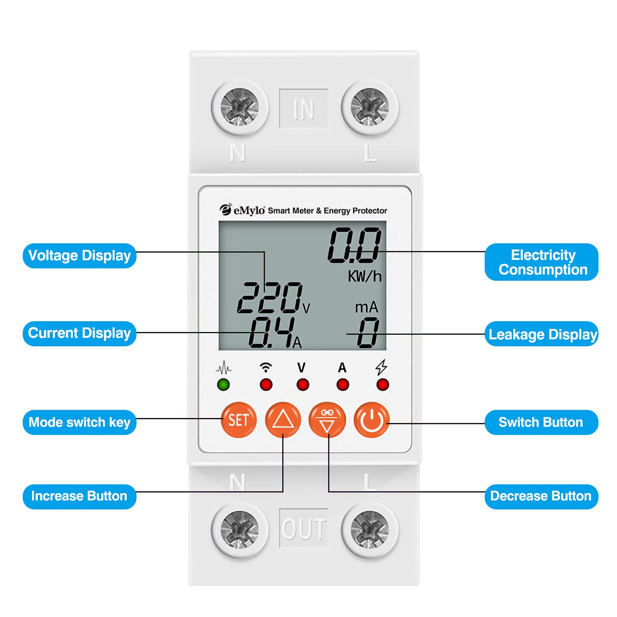 63A Single-Phase WiFi Energy Meter with LCD E2769