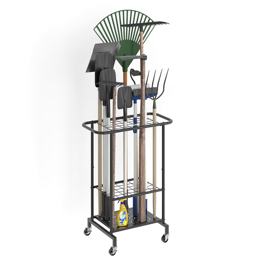 Heavy Duty Metal Garden Tool Organizer with Wheels D214