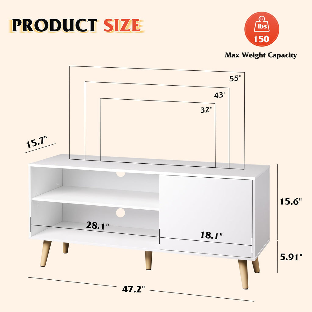 White TV Stand with Storage Cabinet J998