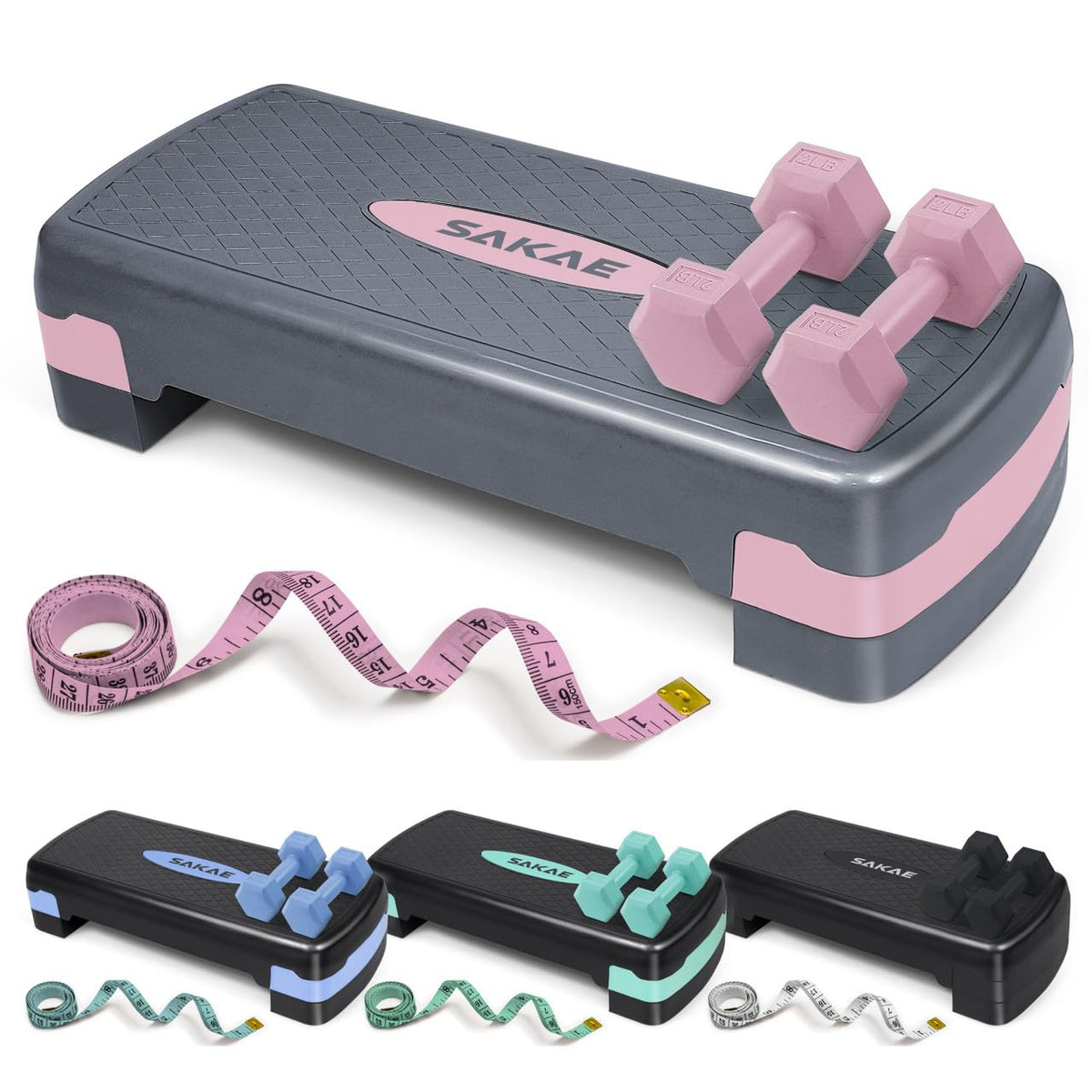 Adjustable Aerobic Step Platform Set with Dumbbells & Measuring Tape Z40001
