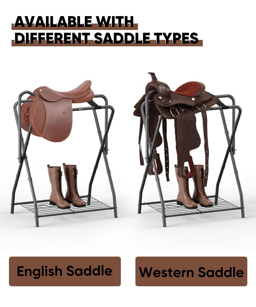 Foldable Saddle Rack with Storage E367675