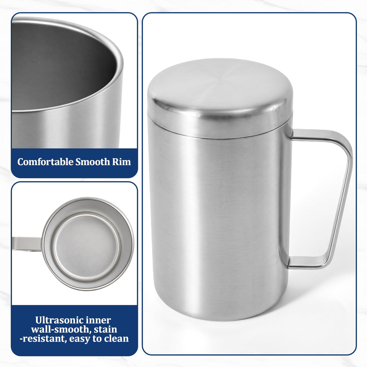 17oz Double Wall Stainless Steel Insulated Camping Mug with Lid X1008