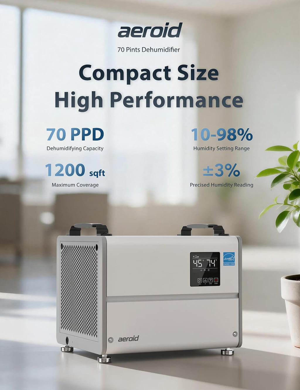 70 Pints Commercial Dehumidifier with Pump and Drain B3338