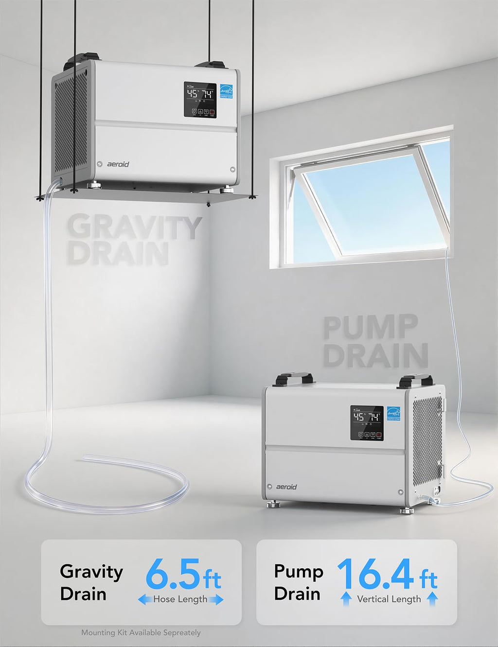 70 Pints Commercial Dehumidifier with Pump and Drain B3338