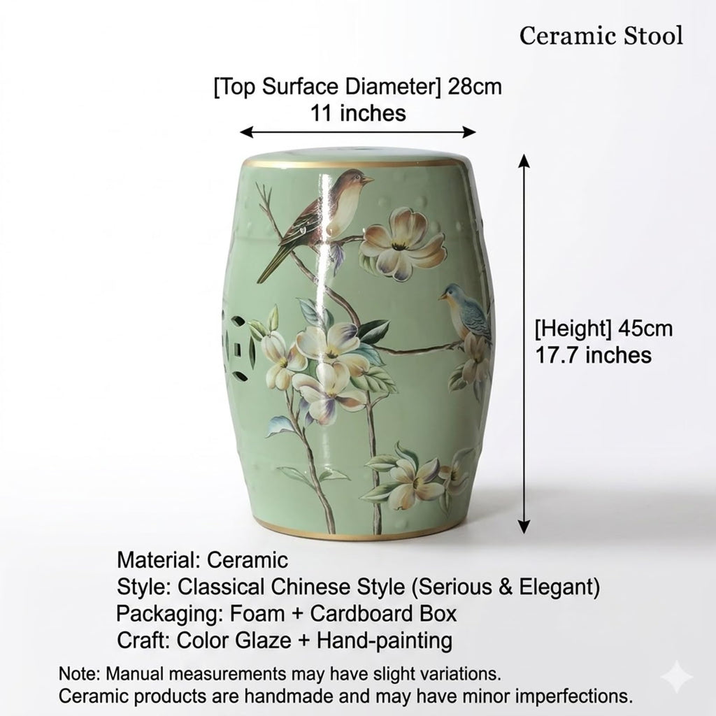 Hand-Painted Blue White Ceramic Garden Stool A79493
