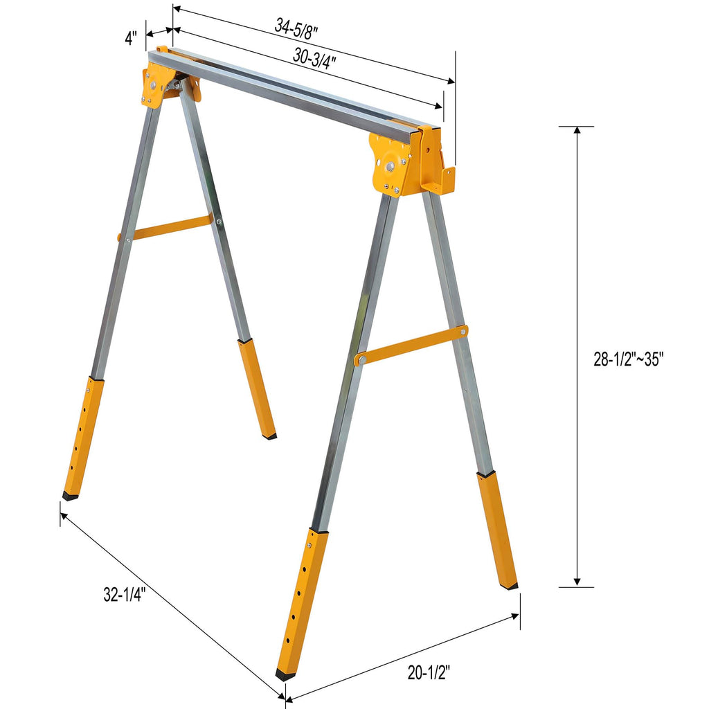 2-Pack Adjustable Height Folding Steel Sawhorse V30319