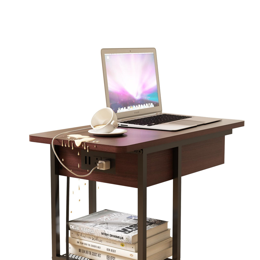 C Shaped End Table with Charging Station L55094
