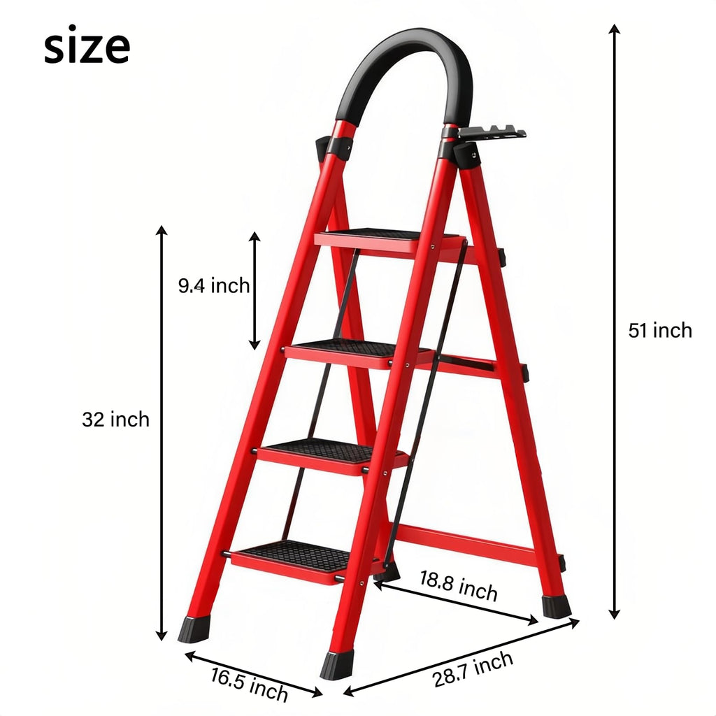 4 Step Folding Ladder with Handrails, Heavy Duty 800 lbs Step Stool K8903