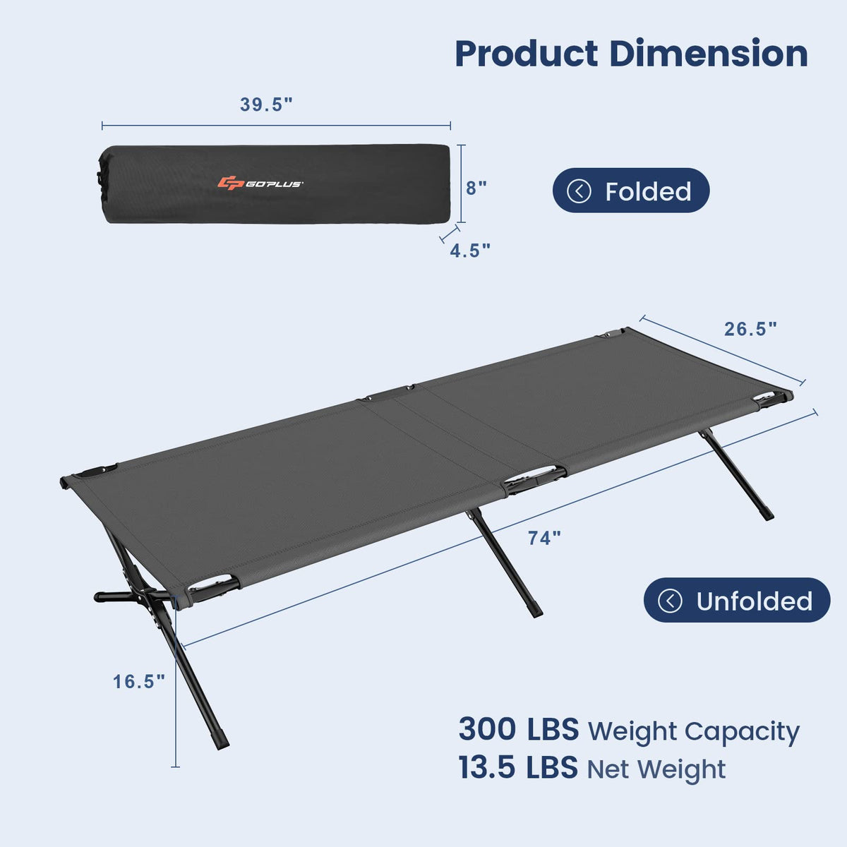 Folding Camping Cot with Carrying Bag I386736