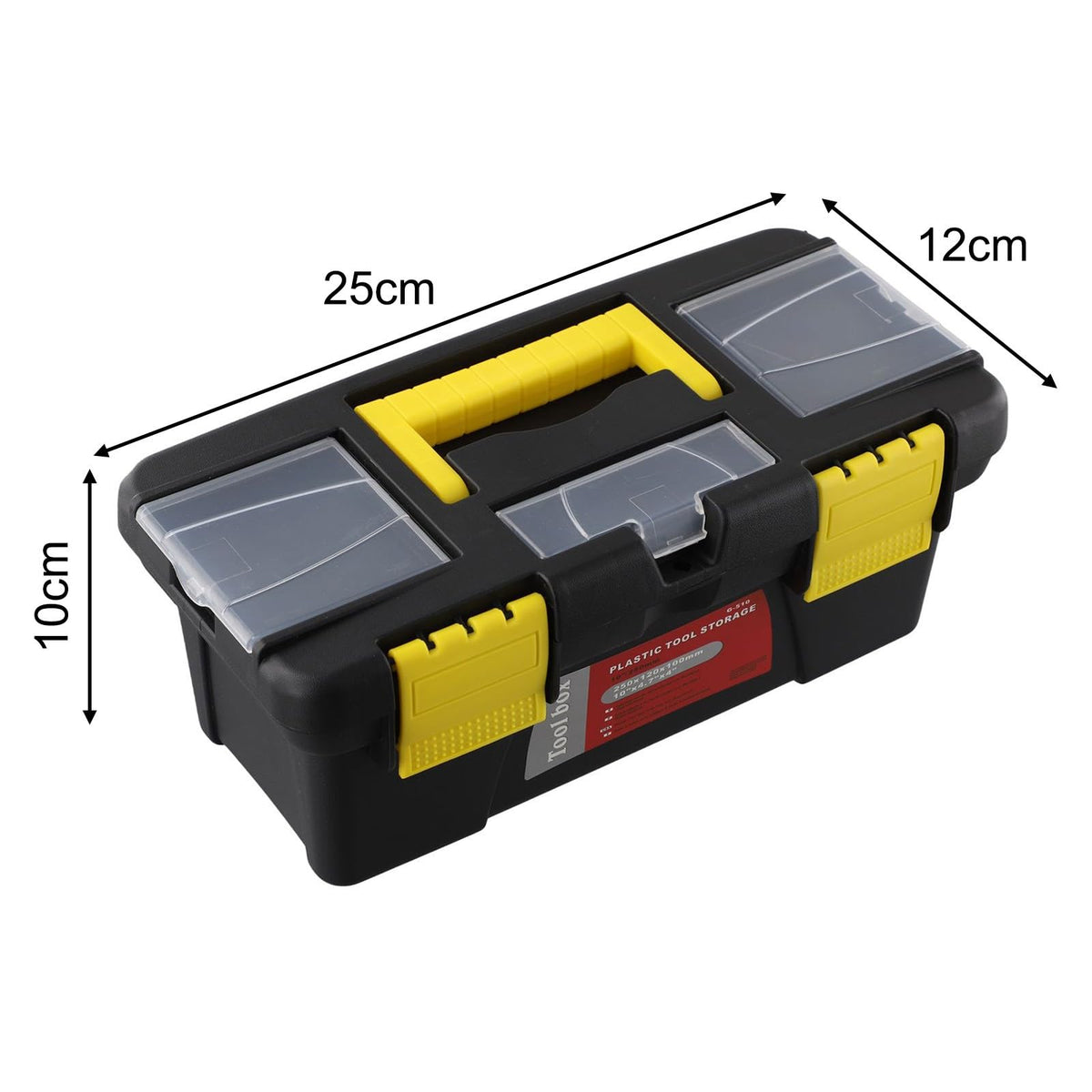 10-Inch Plastic Toolbox with Metal Hinges and 4 Latches F9442