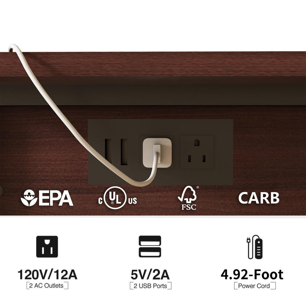 C Shaped End Table with Charging Station L55094