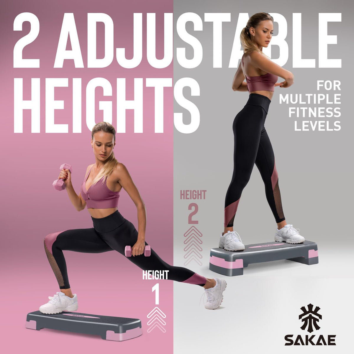 Adjustable Aerobic Step Platform Set with Dumbbells & Measuring Tape Z40001