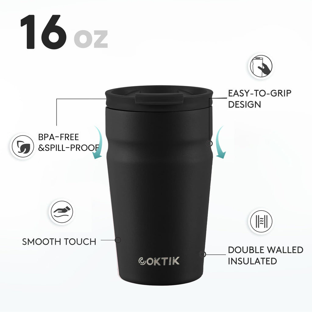 16oz Insulated Stainless Steel Coffee Tumbler with Lid N381