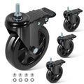 5 Inch Swivel Threaded Stem Casters Set of 4 Heavy Duty 2400lbs Black N73144