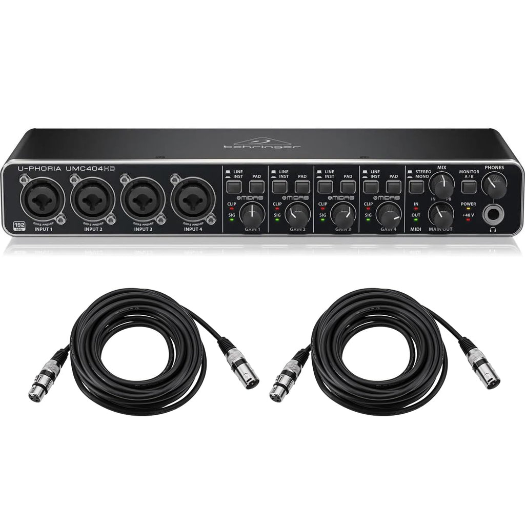 USB Audio/MIDI Interface with Mic Preamplifiers and 2x 25' XLR Cables O282