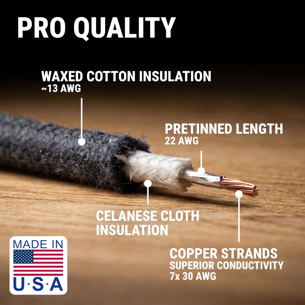 Cloth Wire for Electric Guitar, 22awg Pre-tinned Stranded Copper Wire F4435