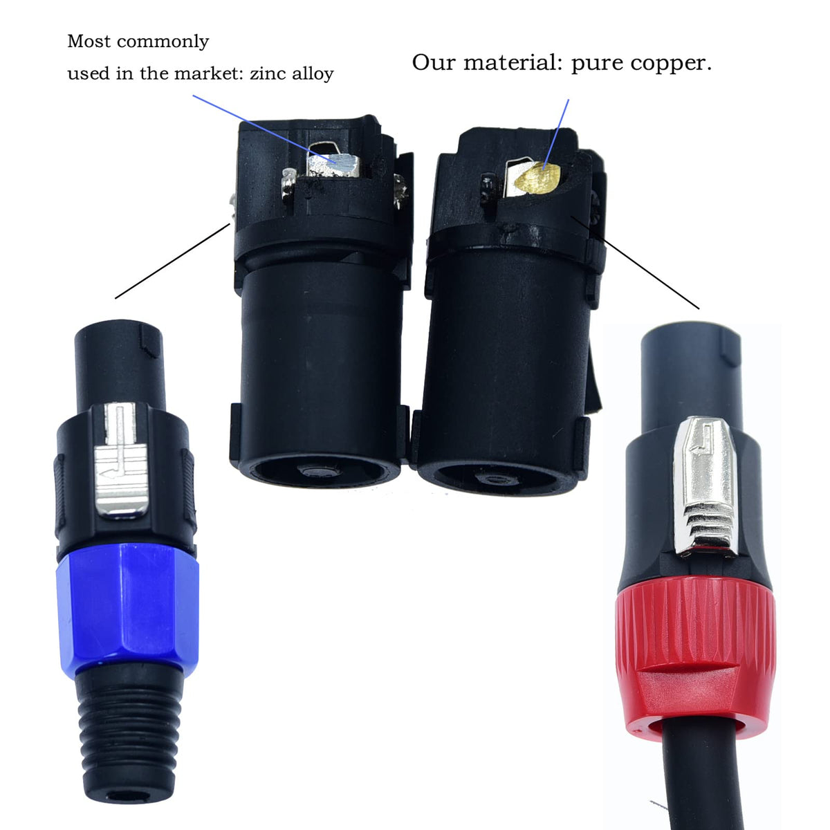 Heavy Duty 2Pack Speakon to Speakon Male Speaker Wire Cable 12awg 15ft J25597