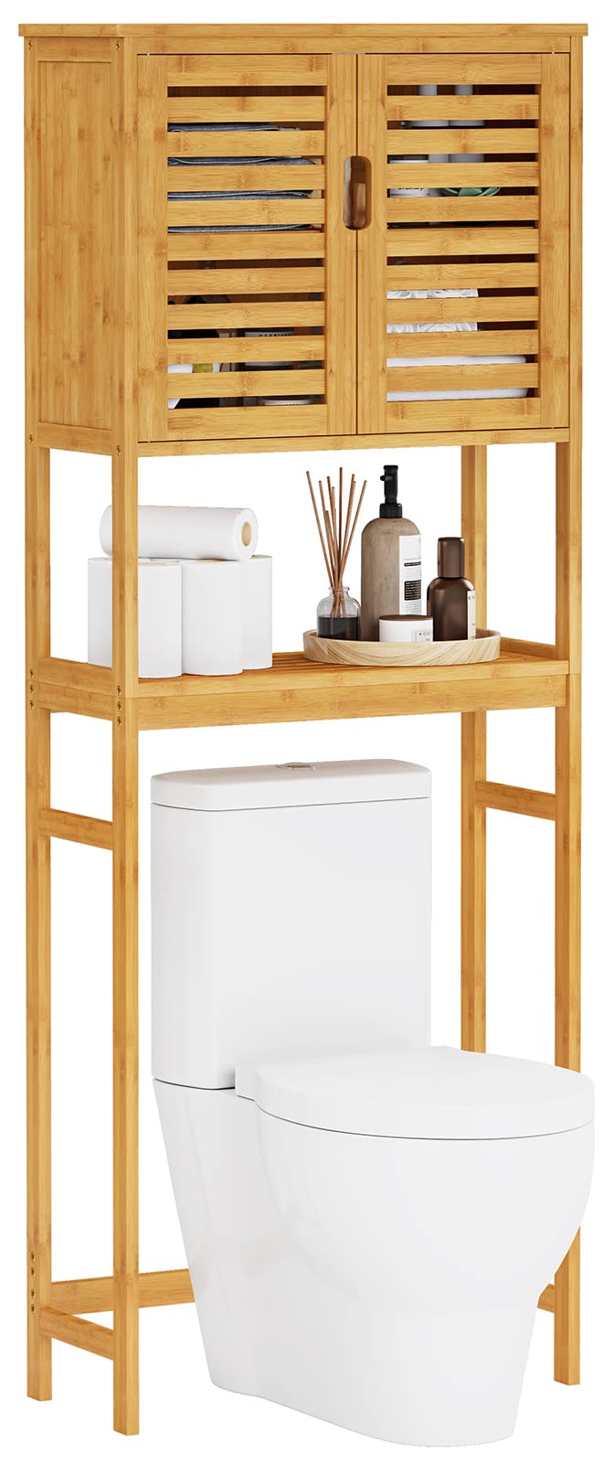 Over The Toilet Storage Cabinet with Adjustable Shelves Bamboo Y8952