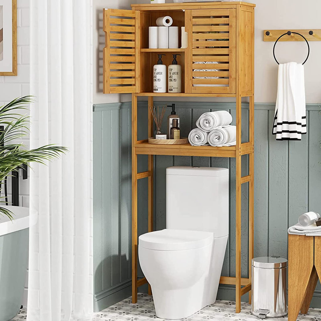 Over The Toilet Storage Cabinet with Adjustable Shelves Bamboo Y8952