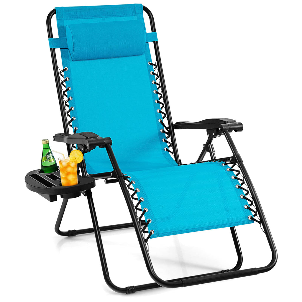 2 PCS Blue Zero Gravity Chair with Cup Holder L3781