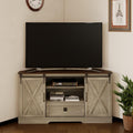 Corner TV Stand with Sliding Barn Door & Removable Shelves M6816