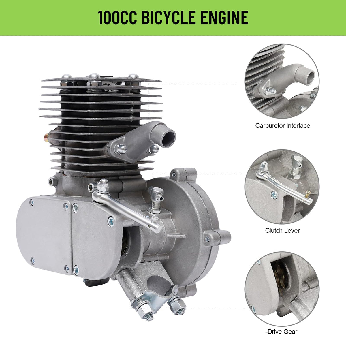 2 Stroke 100cc Bicycle Engine Kit with 44 Tooth Sprocket V300023