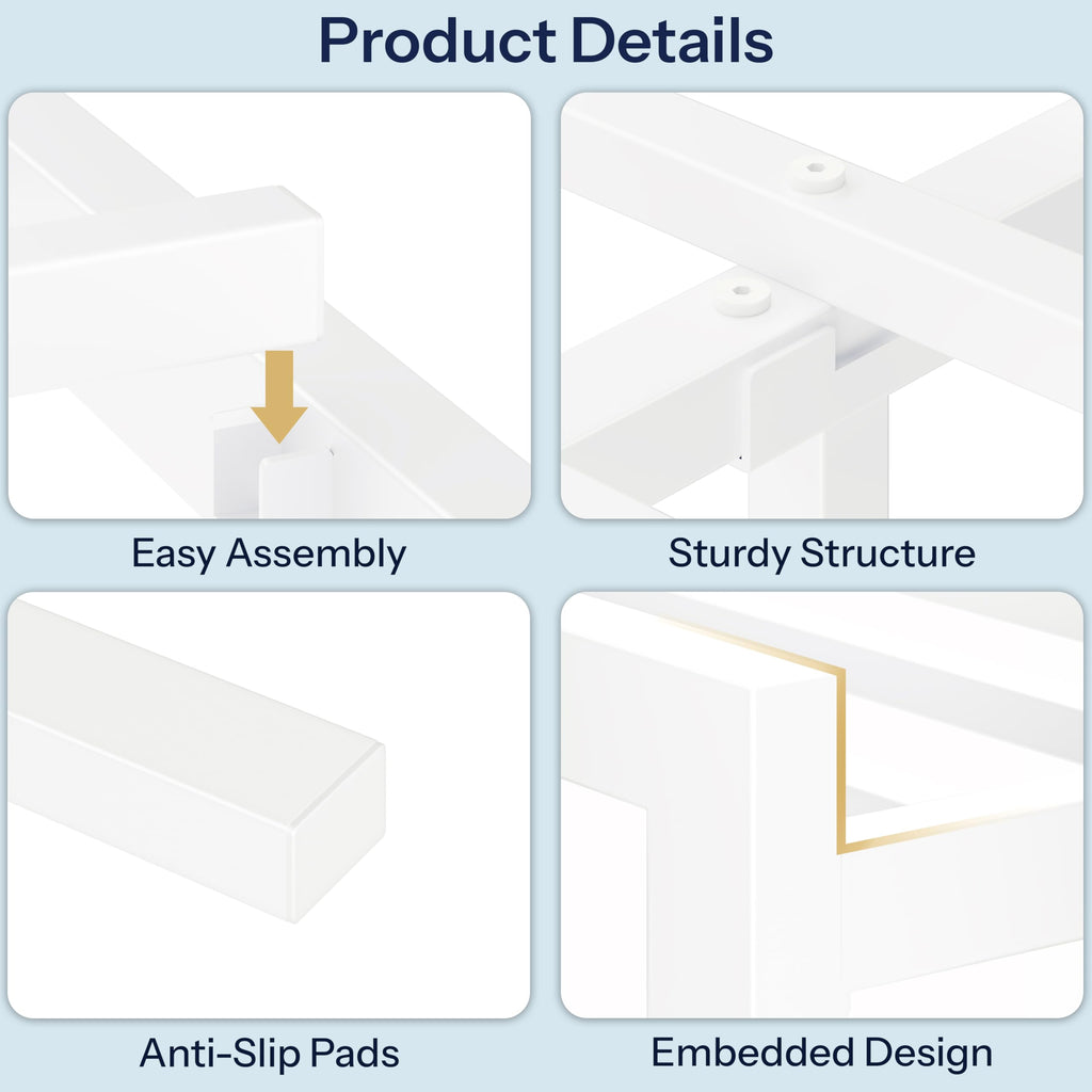 White Twin Metal Bed Frame with USB Charging Station Y39505