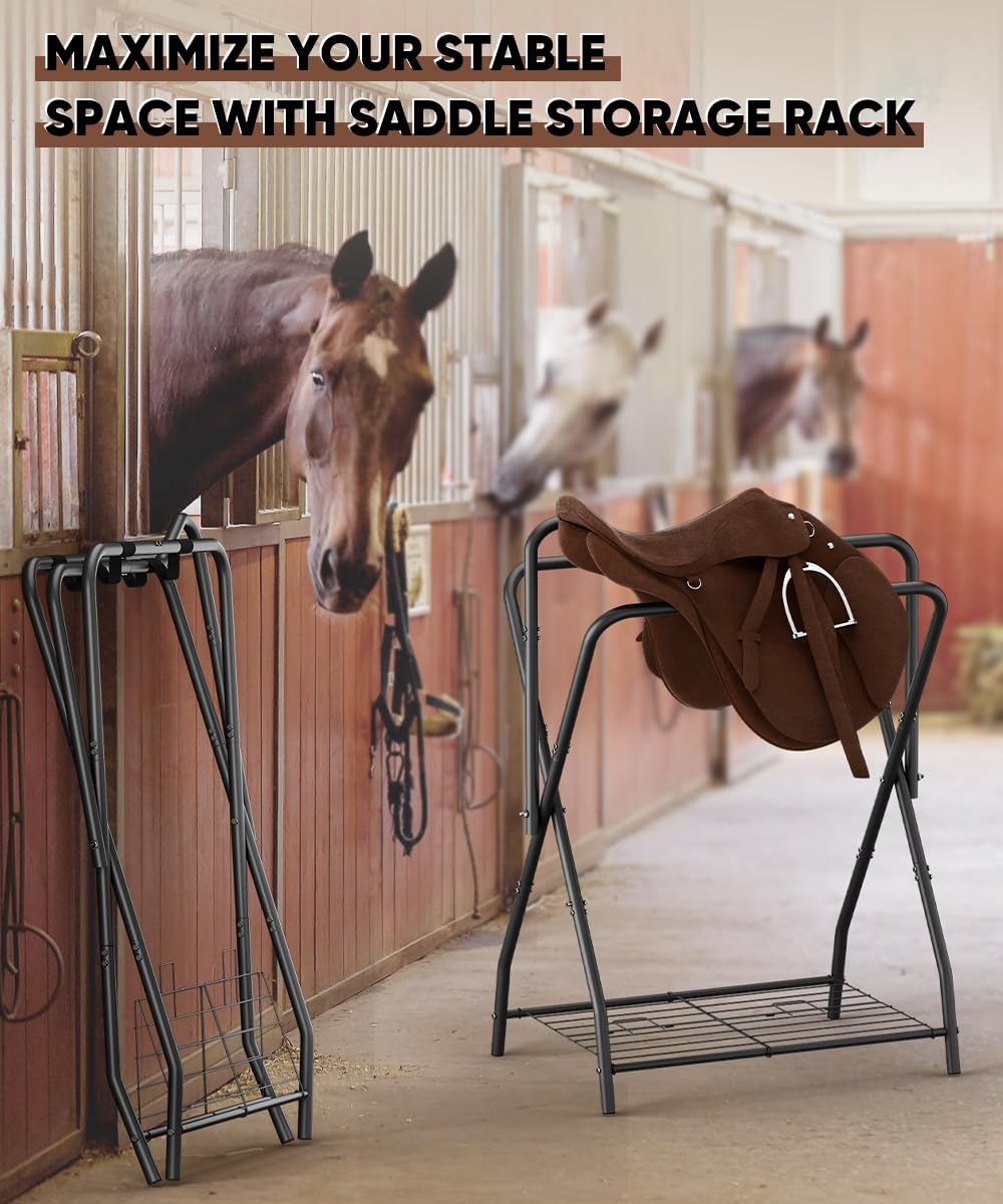 Foldable Saddle Rack with Storage E367675