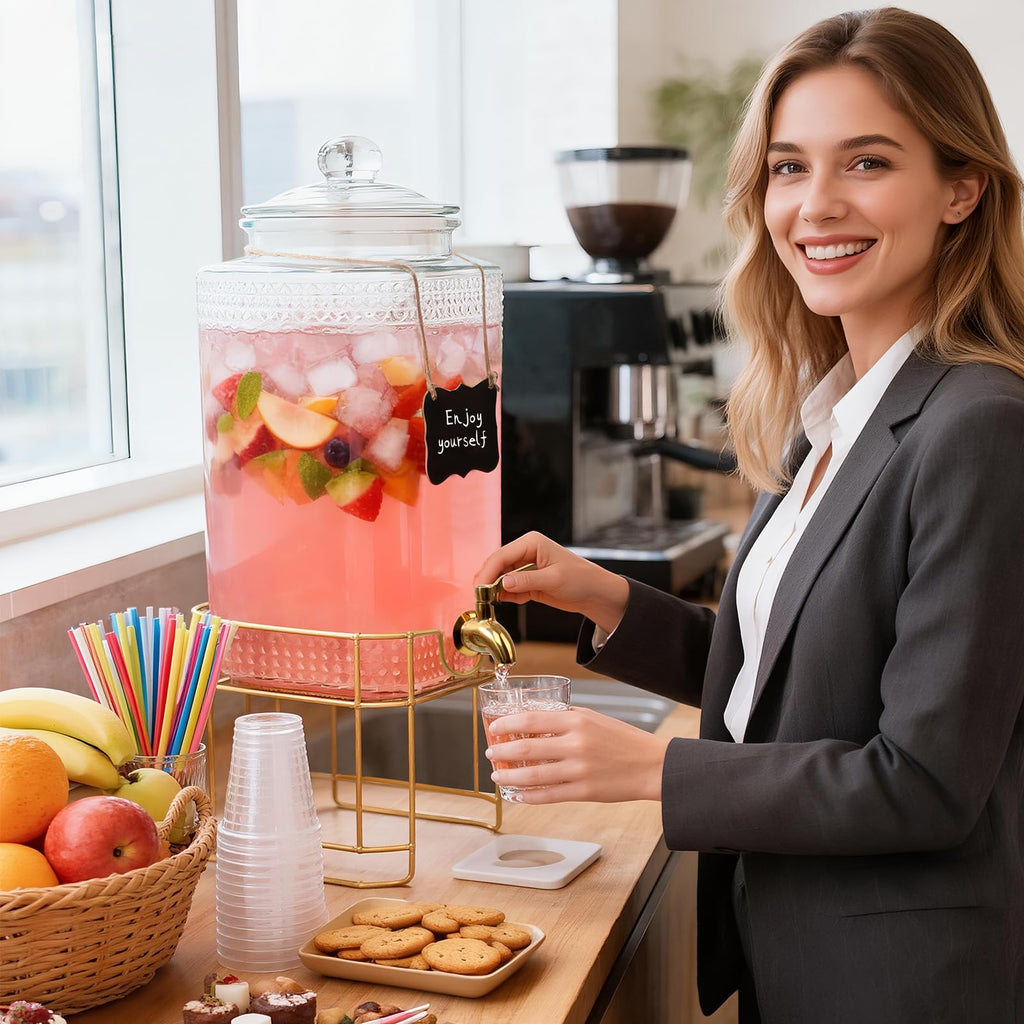 2 Gallon Stainless Steel Beverage Dispenser with Stand Z86656