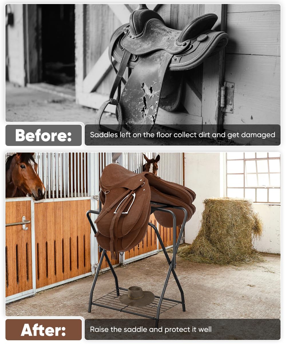 Foldable Saddle Rack with Storage E367675