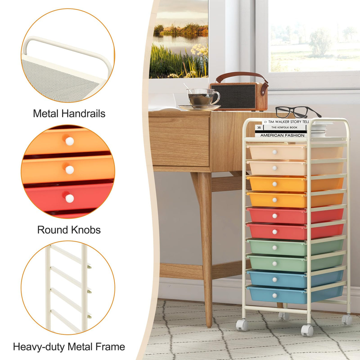 10 Drawer Rolling Storage Cart A7552