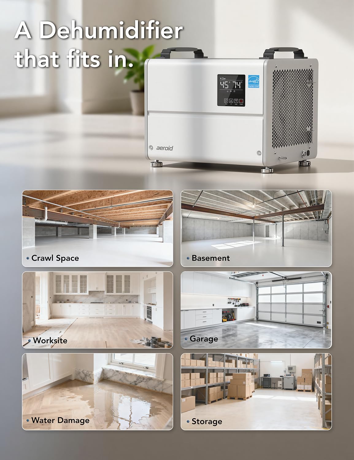 70 Pints Commercial Dehumidifier with Pump and Drain B3338