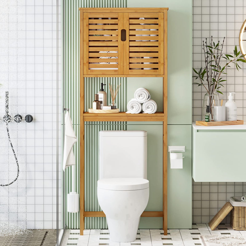 Over The Toilet Storage Cabinet with Adjustable Shelves Bamboo Y8952