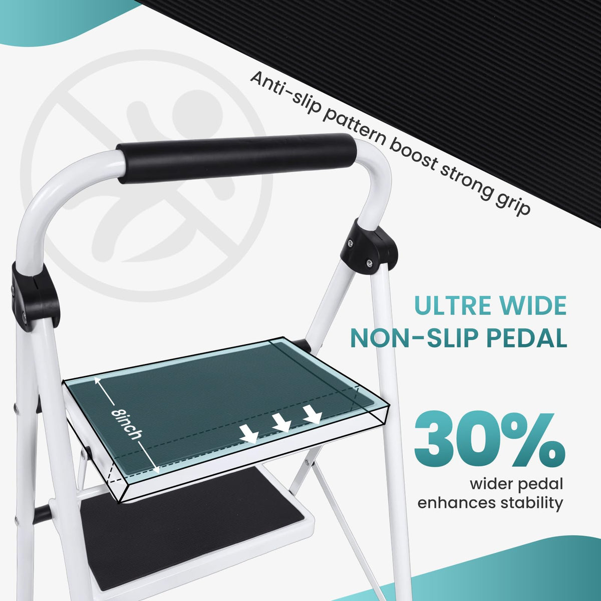 4 Step Foldable Step Stool with Anti-Slip Pedal M2668